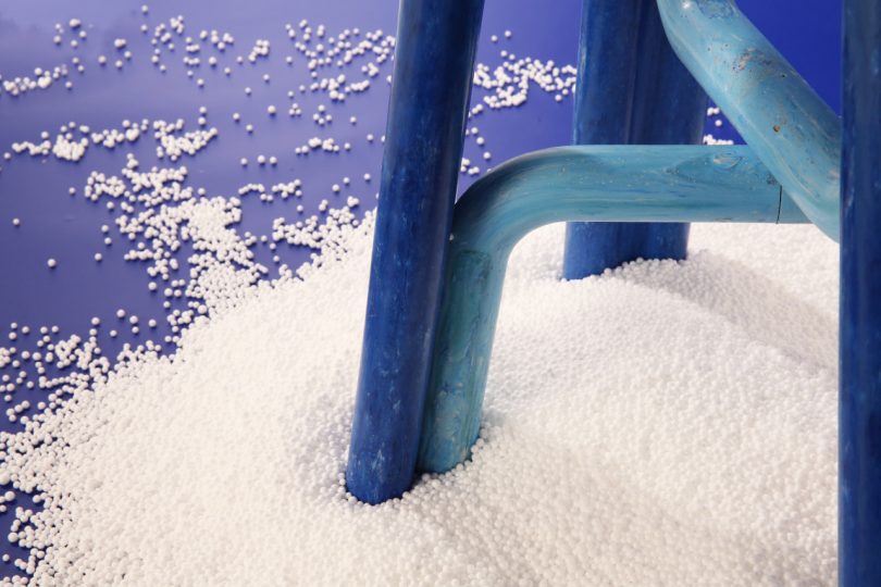 stool with polystyrene foam bits