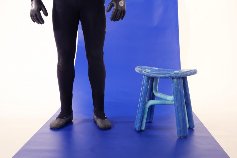 legs and blue stool