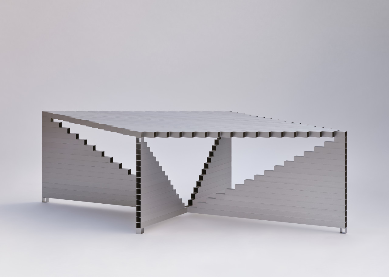 Joseph Smolenicky Designs a Perplexing Table Out of Square Aluminum Tubes