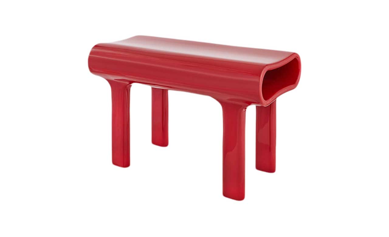 modernist red bench