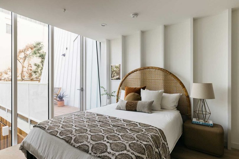 modern bedroom with curved walls