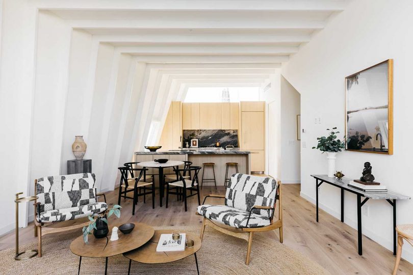 modern living space with open floor plan
