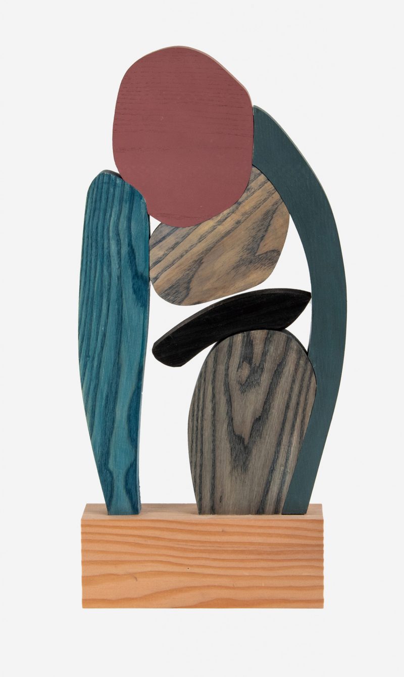 colorful abstract wooden sculpture