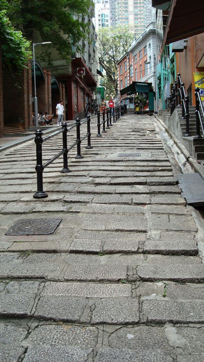 a stone street in Hong Kong