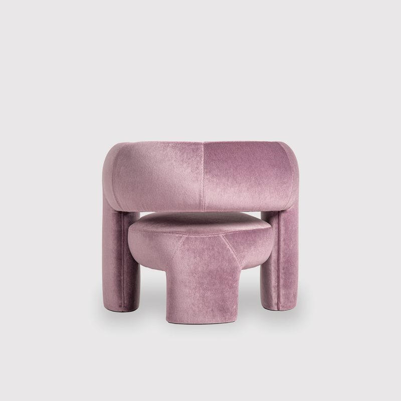 dark pink armchair on white background