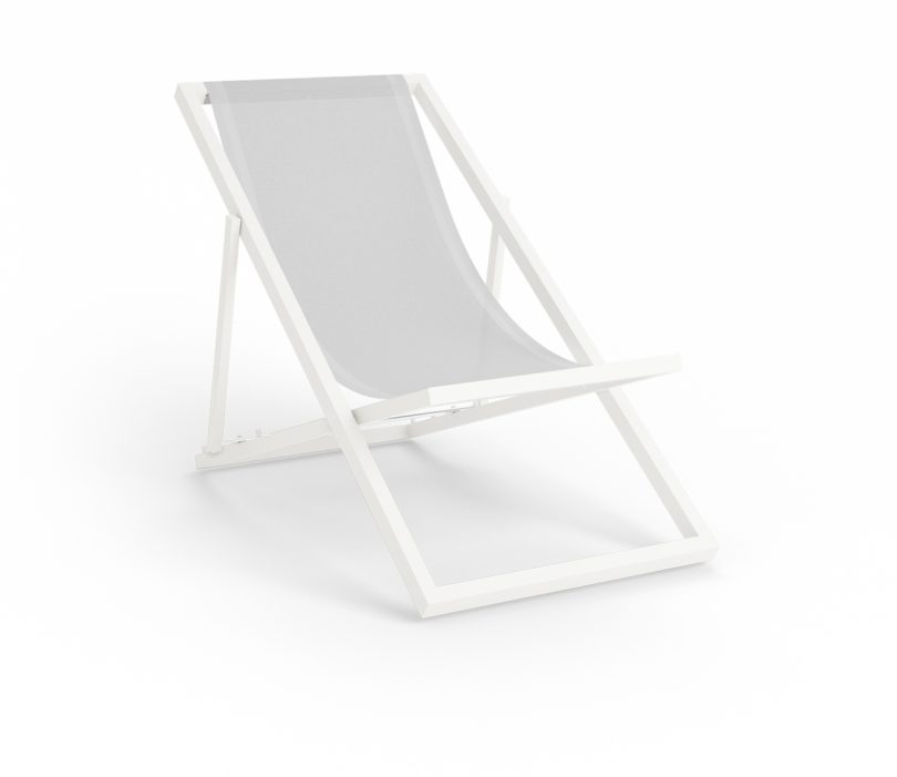 white single deckchair on white background