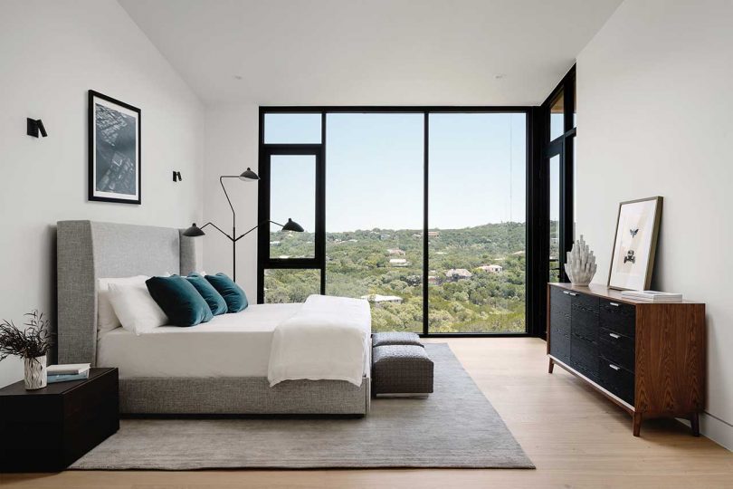 modern bedroom looking out to canyon