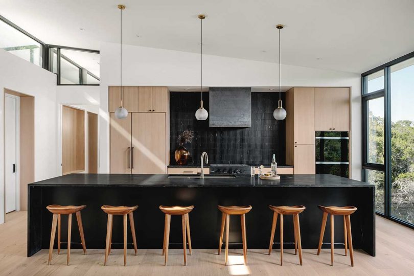 modern kitchen in black and wood