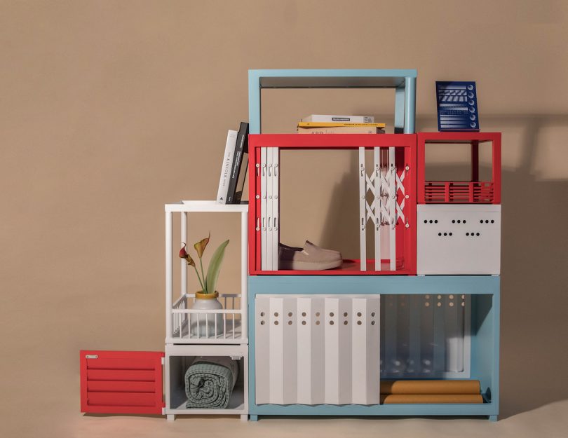 colorful modular bookshelf