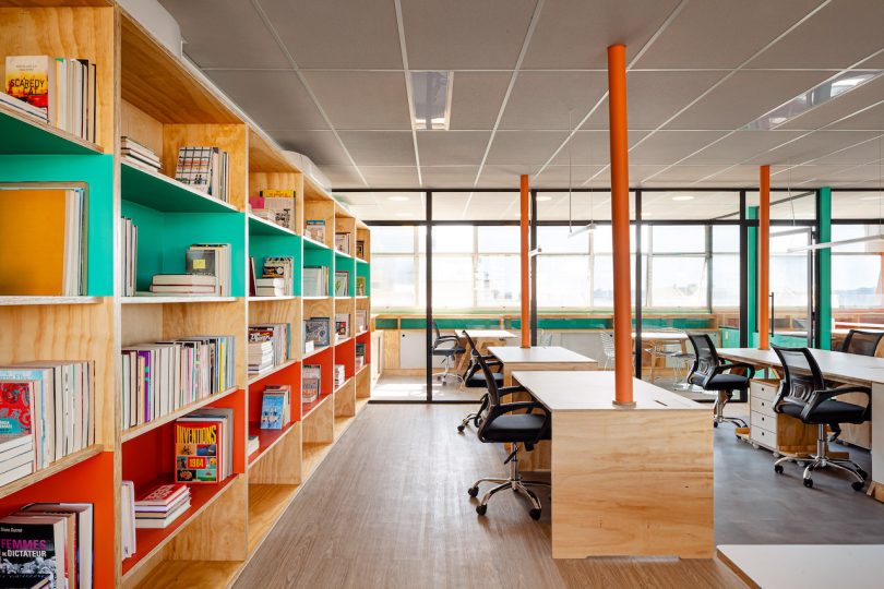 orange and green modern office