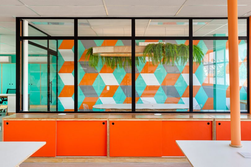 orange and green modern office