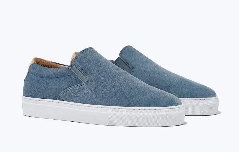 denim blue slip-on sneakers