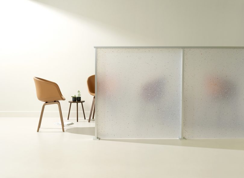 office setup with translucent white partition