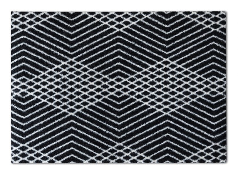 black and white patterned door mat detail