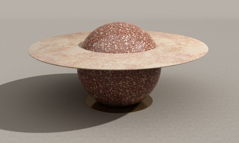 brown planet shaped coffee table