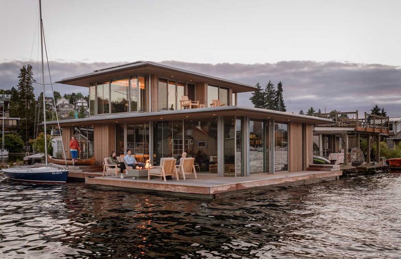 modern cabin floating on the water
