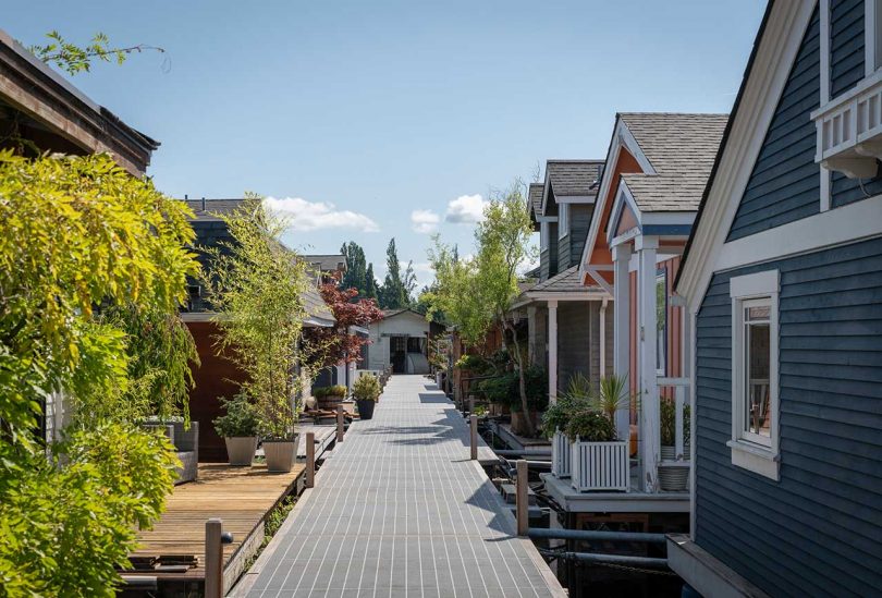 floating houses attached to walkway