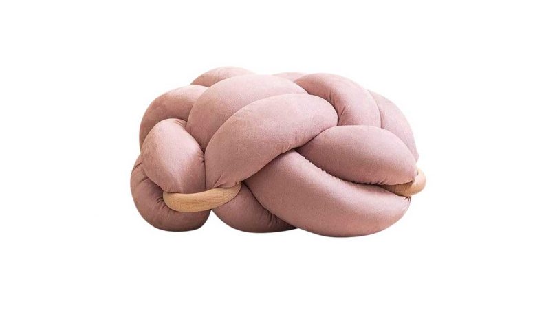 pale pink floor cushion made of knotted tube