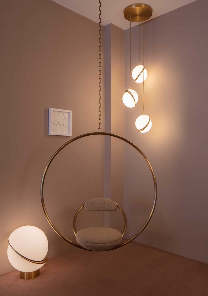 showroom vignette of modern lighting and accessories