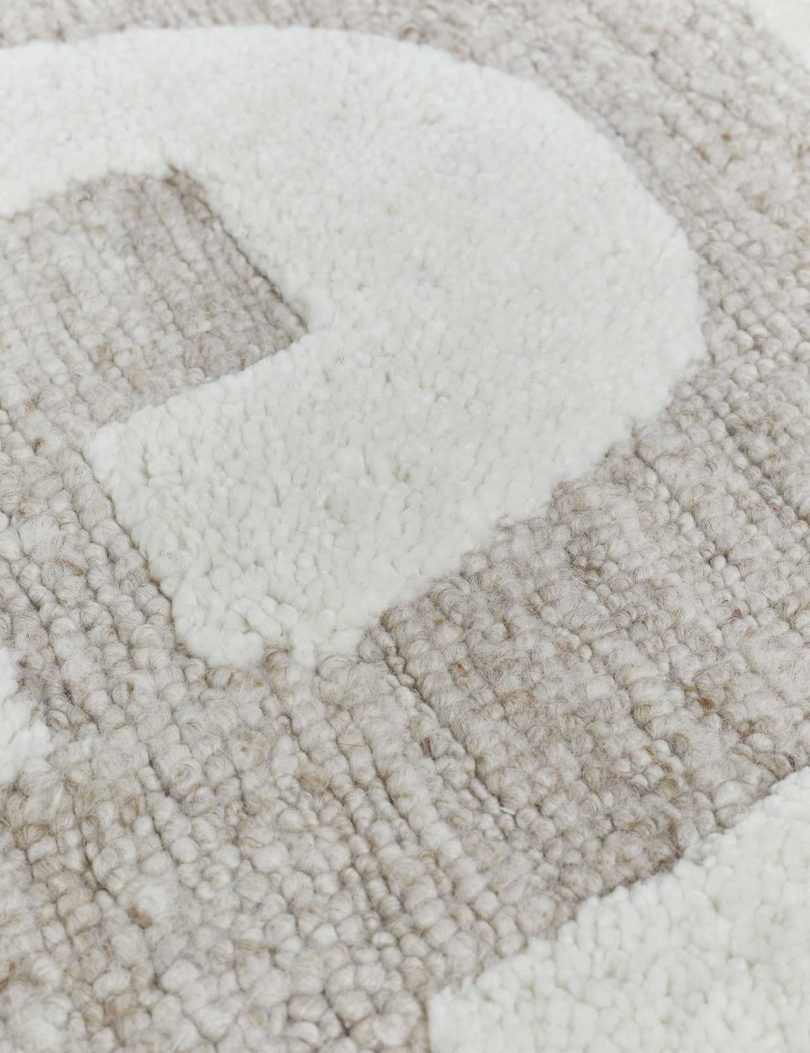 closeup of modern rug in neutral colors