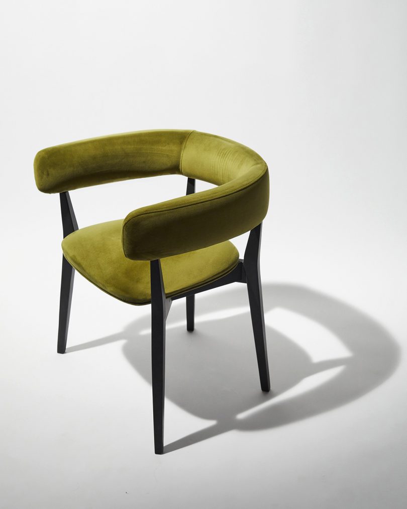 olive green dining chair with spindly legs