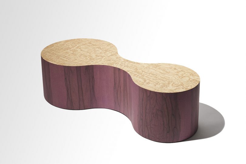 purple wood coffee table