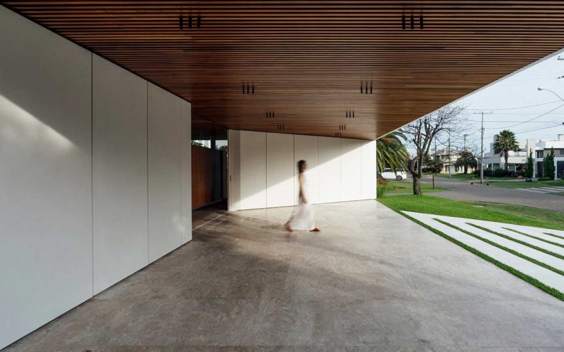 covered parking area of modern beach house