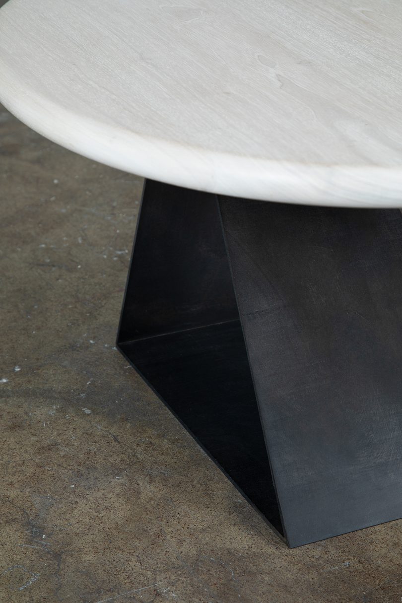 detail of geometric side table