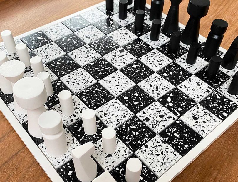 Terrazzo Black & White Chessboard by House Raccoon