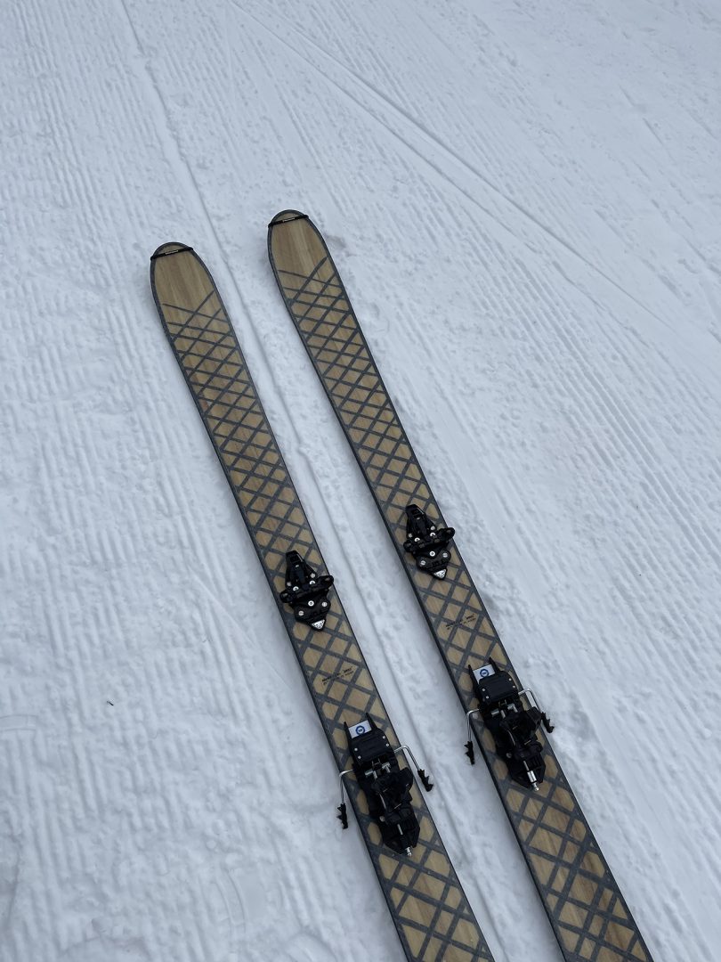two skis on packed snow