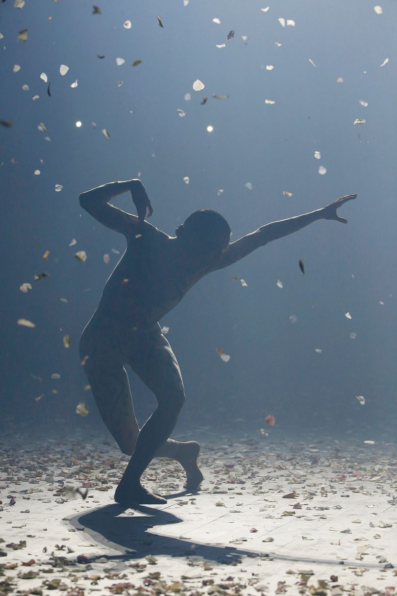 silhouette of a dancer in a half-lit space