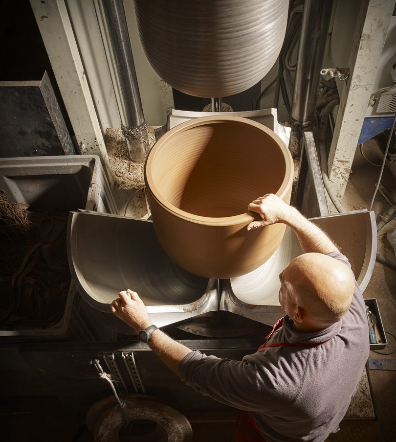 overhead photo of pottery being made