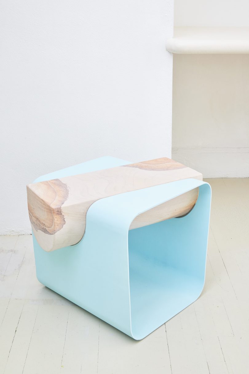 blue and stone side table