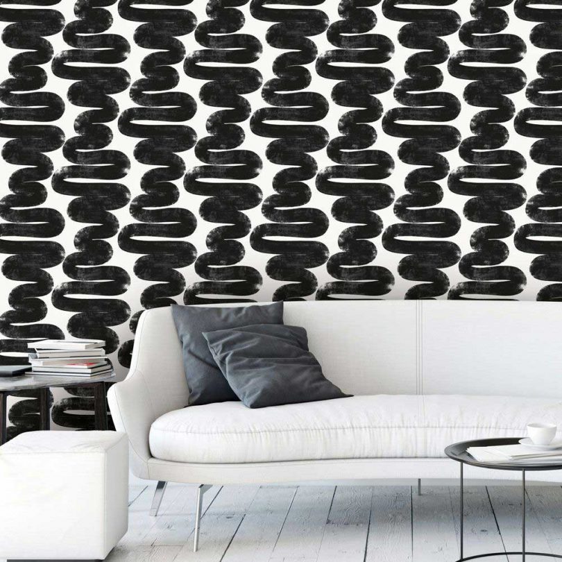 Temporary Digs? Try Bold Black + White Removable Wallpaper From Tempaper