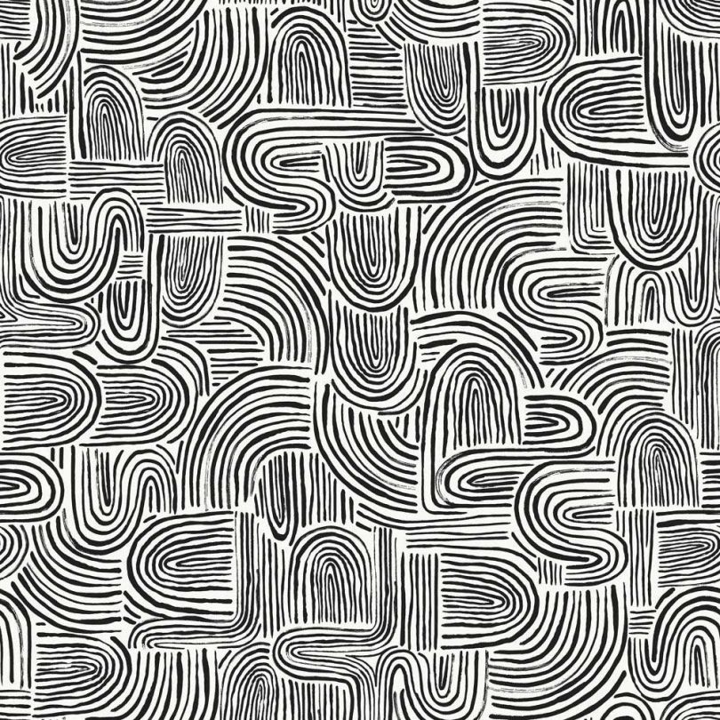 graphic black and white wallpaper with swirls