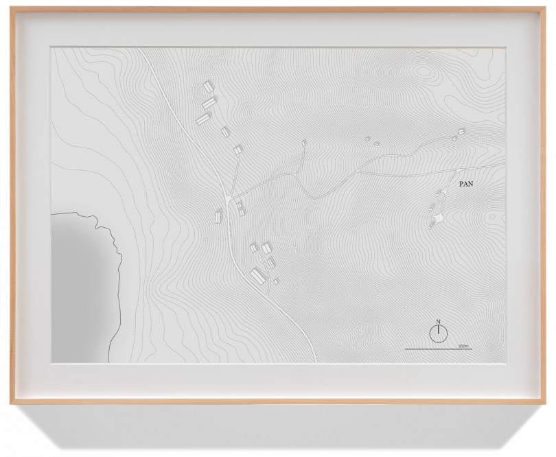 modern a-frame cabin map
