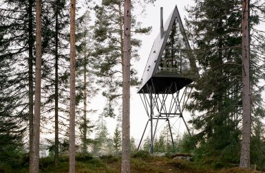 A-Frame PAN Cabins on Stilts Let You Cozy Up in the Treetops of a Finnish Forest