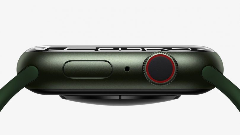 Side view of Apple Watch Series 7 in green.
