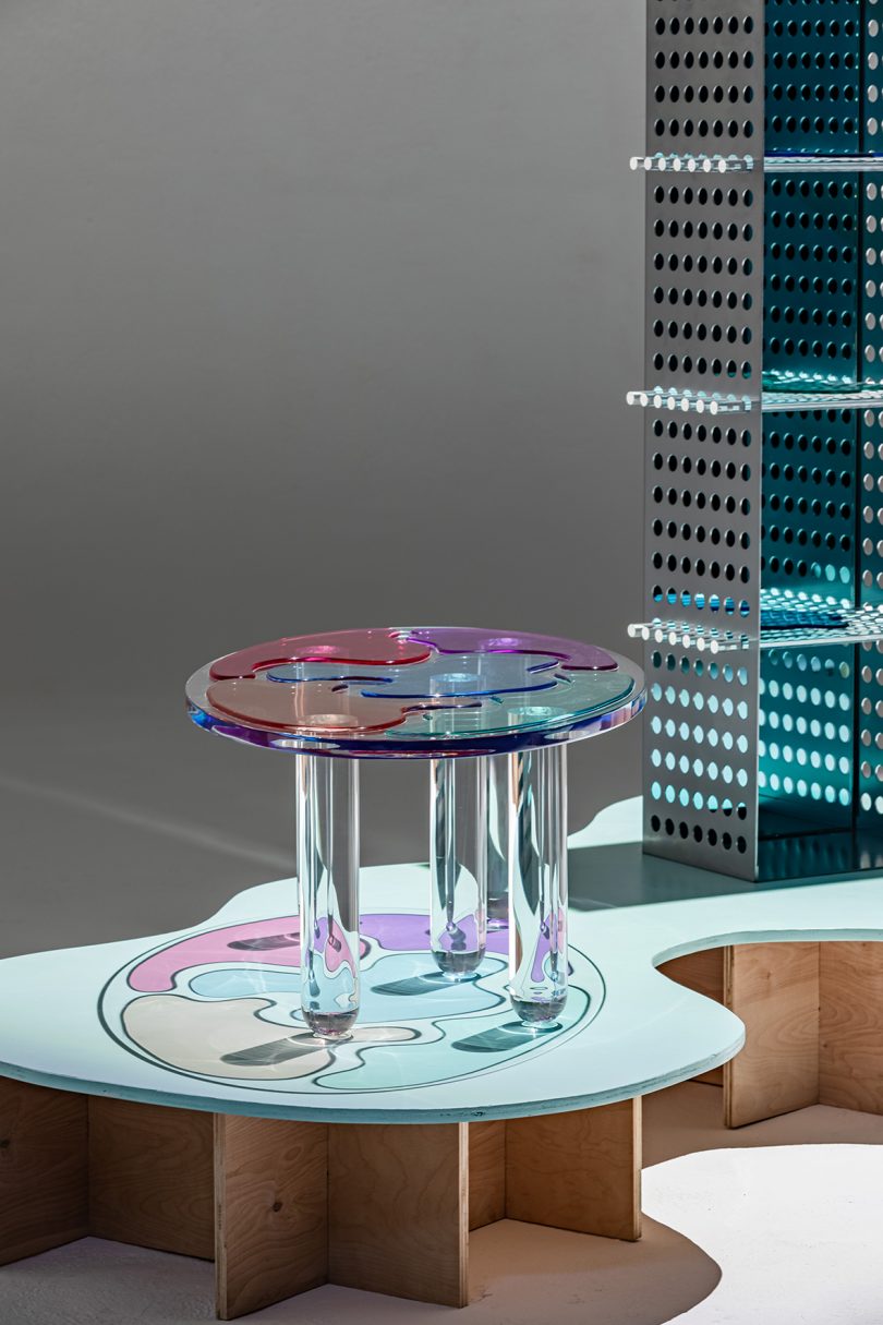 colorful lucite table