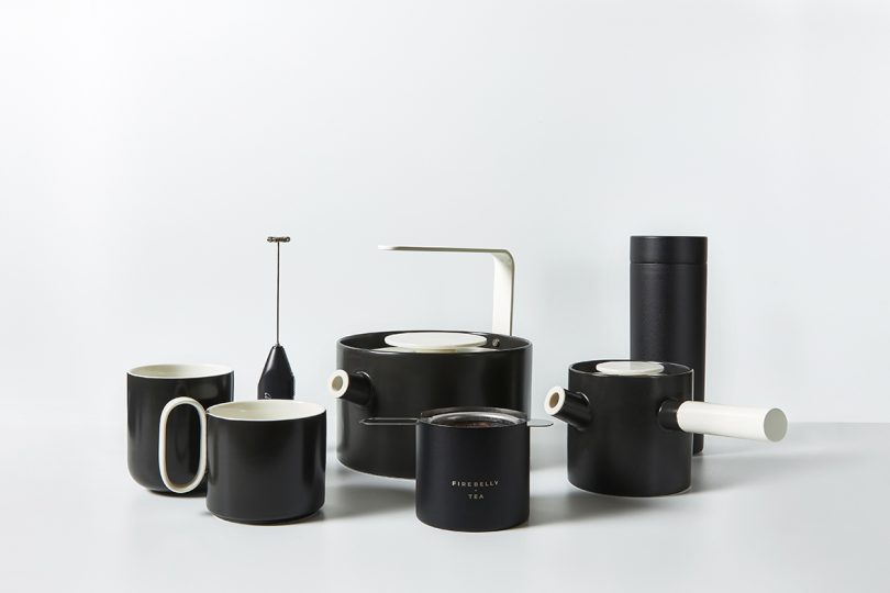 black ceramic tea accessories