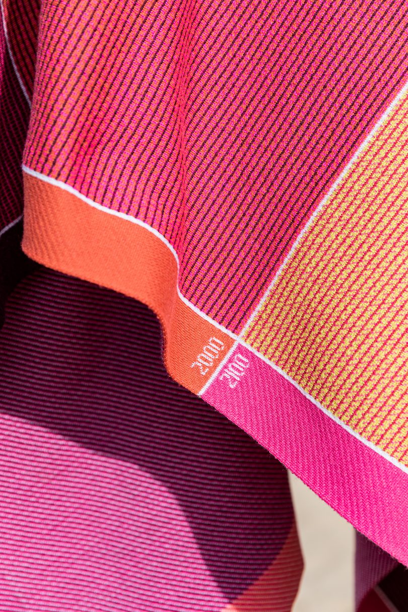 detail of orange and pink blanket