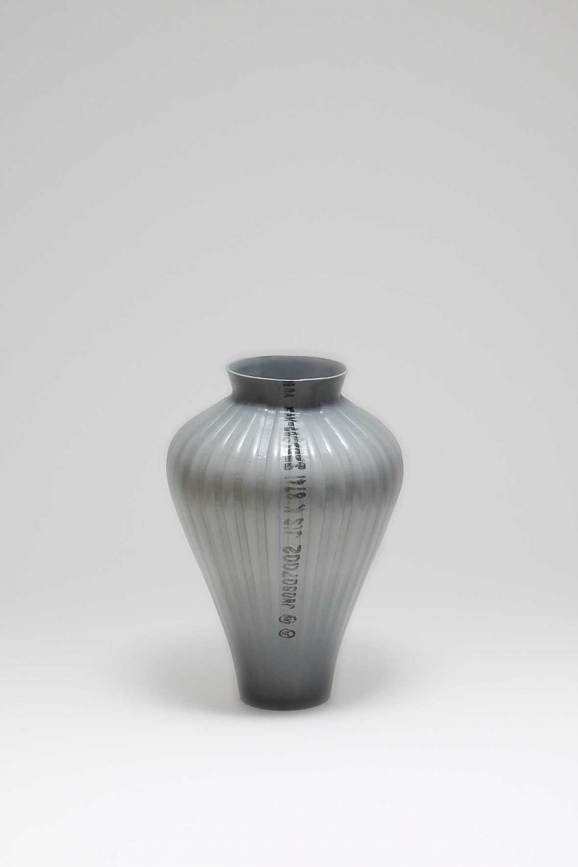 grey vase on white background