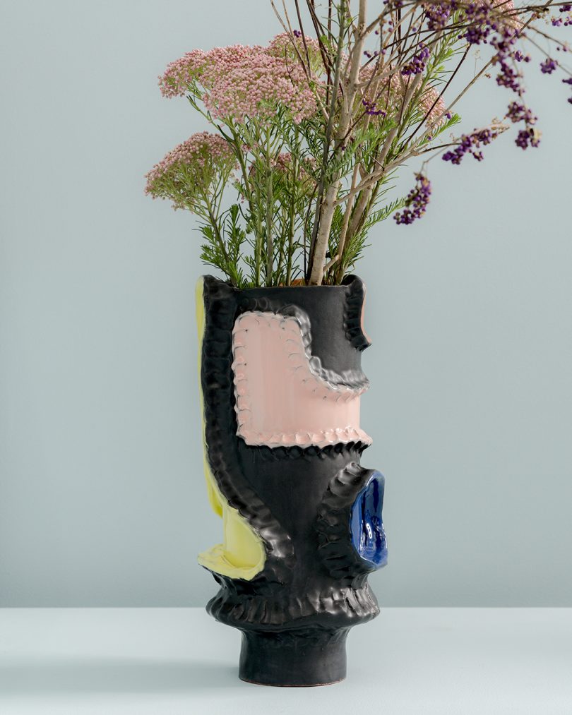 patchwork clay vase