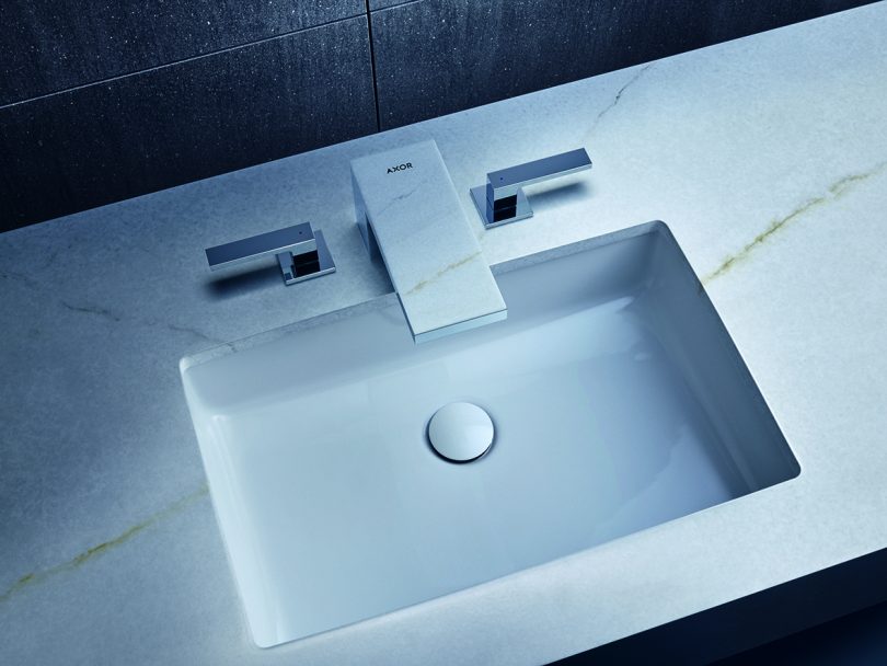 white marble sink fixture