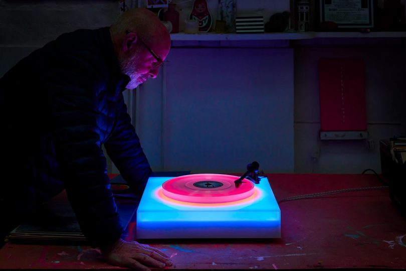 Brian Eno’s LED Color Changing Turntable Spins an Ambient Mood
