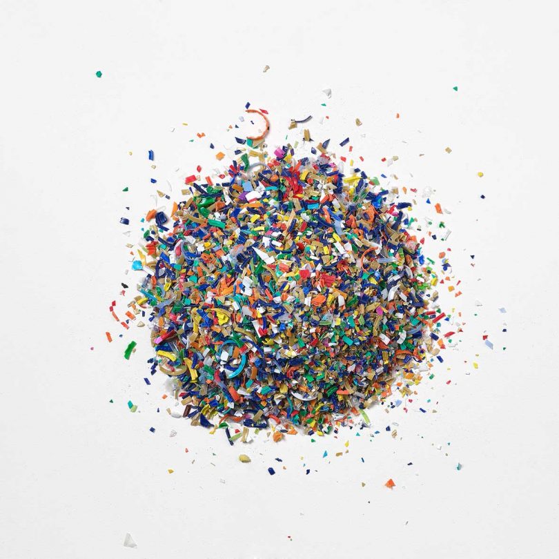 multi-colored plastic flakes