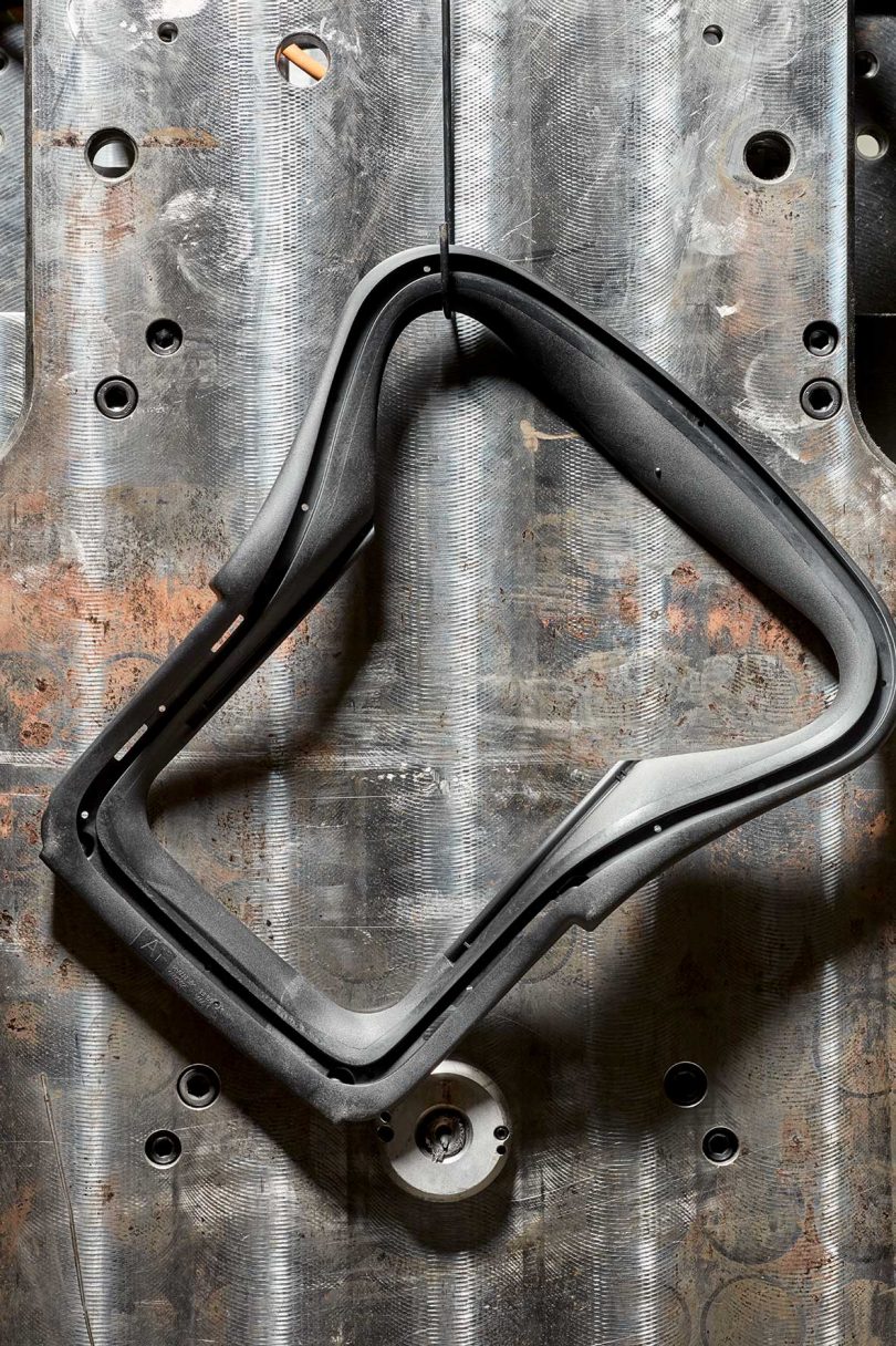 Aeron chair frame made of recycled plastic