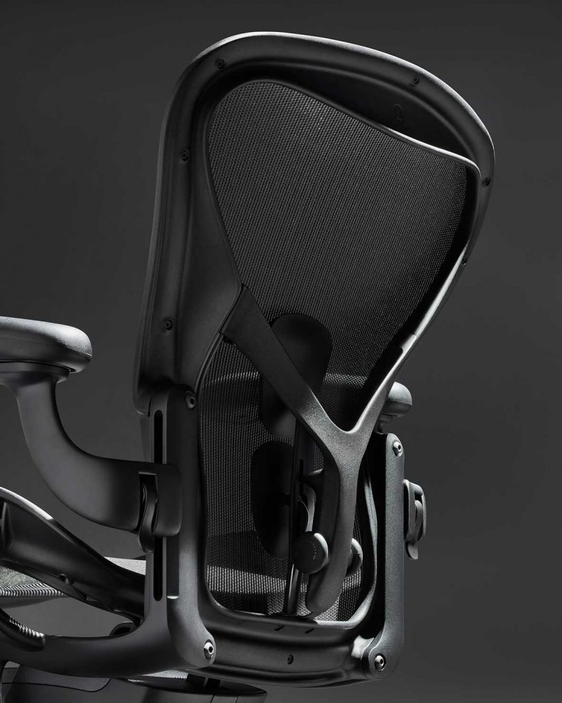 back view of Aeron office chair in dark colorway