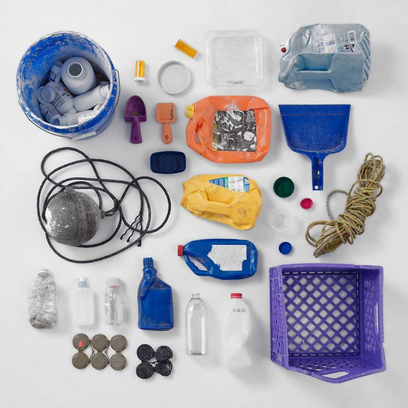 assortment of collected plastic objects
