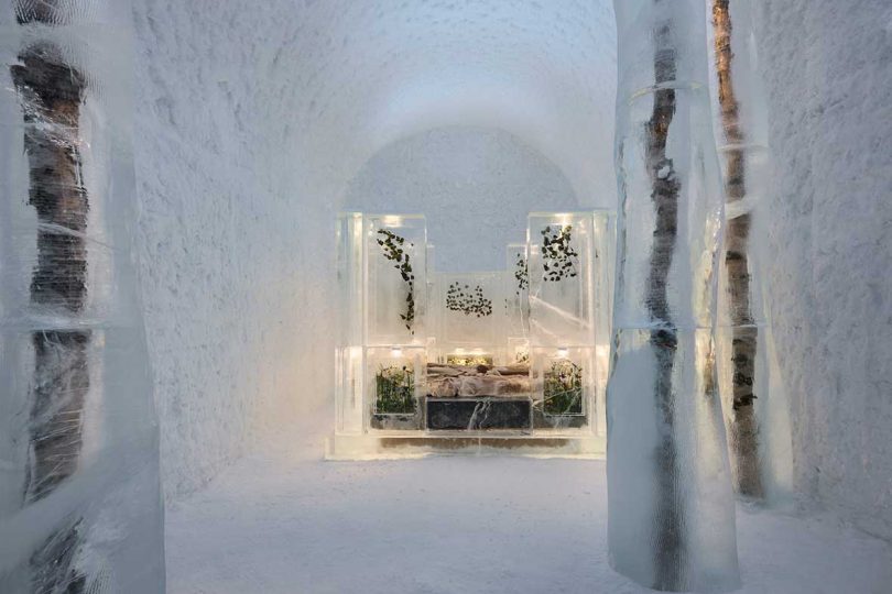 hotel suite made of ice at the Icehotel
